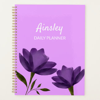 Classy simple purple flowers elegant customizable planner