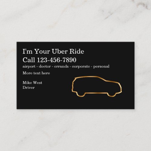 Classy Simple Rideshare Taxi Driver Business Card