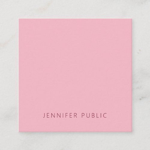 Classy Simple Template Pale Pink Modern Chic Square Business Card