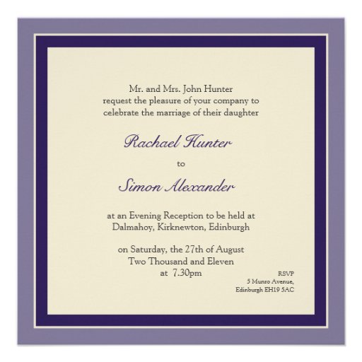 Classy Simple Wedding Invitation - Purple 5.25