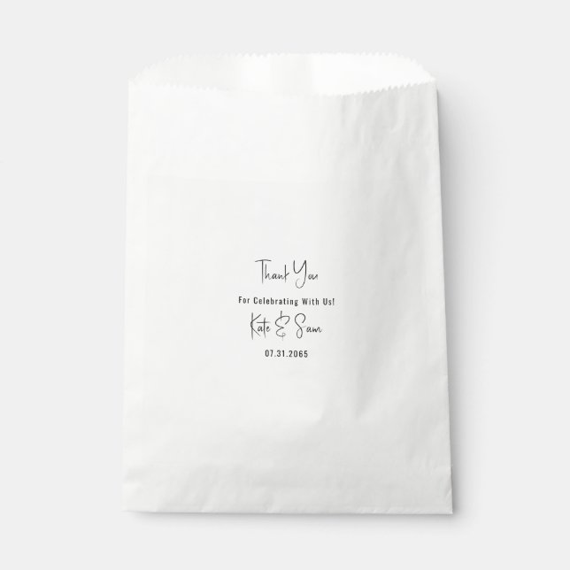 Classy Simple White Wedding Favor Bag (Front)