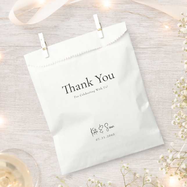 Classy Simple White Wedding Favor Bag (Clipped)