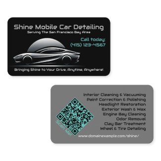 Classy Sleek Mobile Auto Car Detailing QR Code URL Business Card