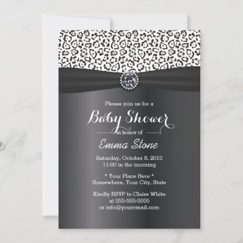 Classy Snow Leopard Print Baby Shower Invitation