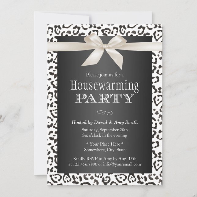 Classy Snow Leopard Print Housewarming Party Invitation (Front)