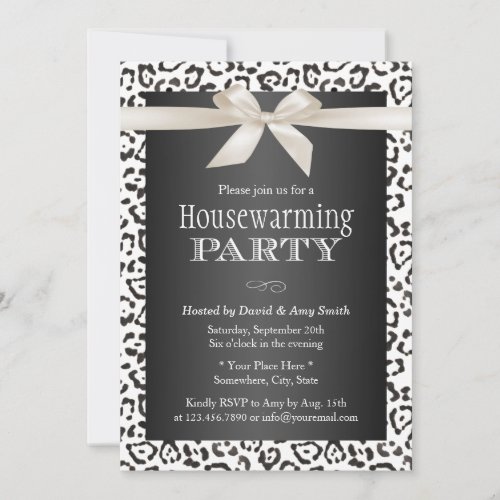 Classy Snow Leopard Print Housewarming Party 5x7 Paper Invitation Card