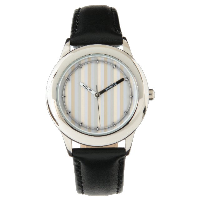 Classy Soft Colored Greys Vertical Stripes Watch (Front)