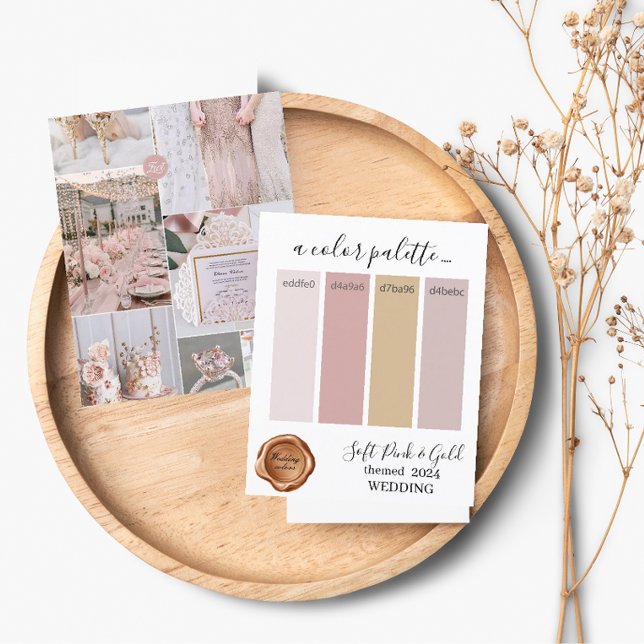 Classy Soft Pink Gold Wedding colors Palette Card  (Creator Uploaded)