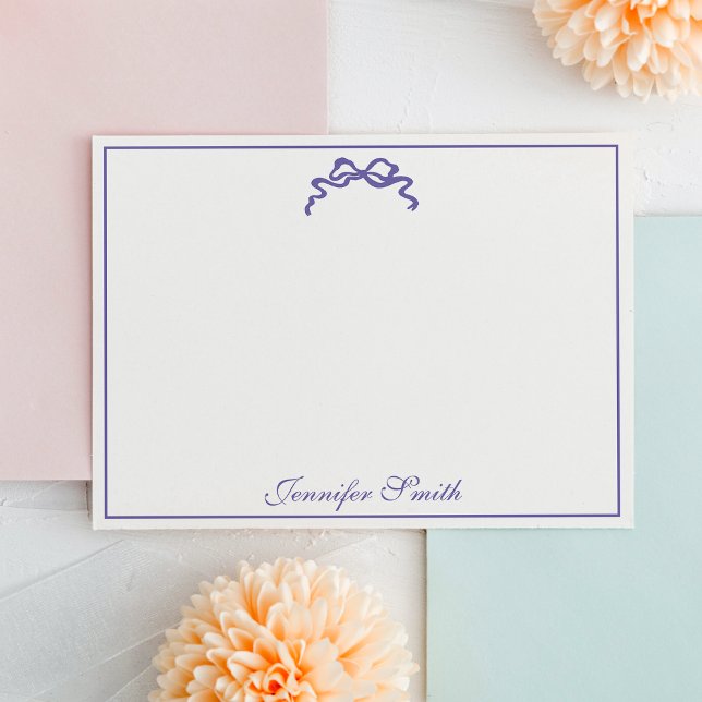 Classy Soft Purple Bow Thin Border Formal Note Card (Creator Uploaded)