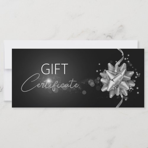 Classy Solid Silver Bow Elegant Black Gift Card