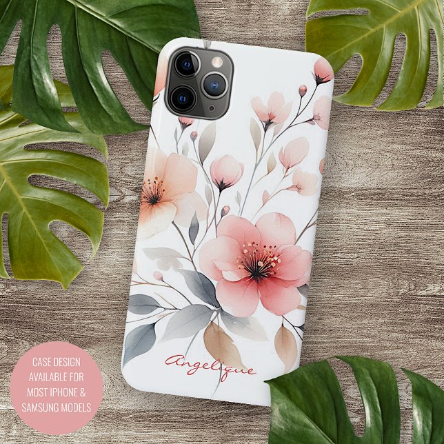 Classy Sophisticated Delicate Watercolor Flowers Case-Mate iPhone Case (Creator Uploaded)
