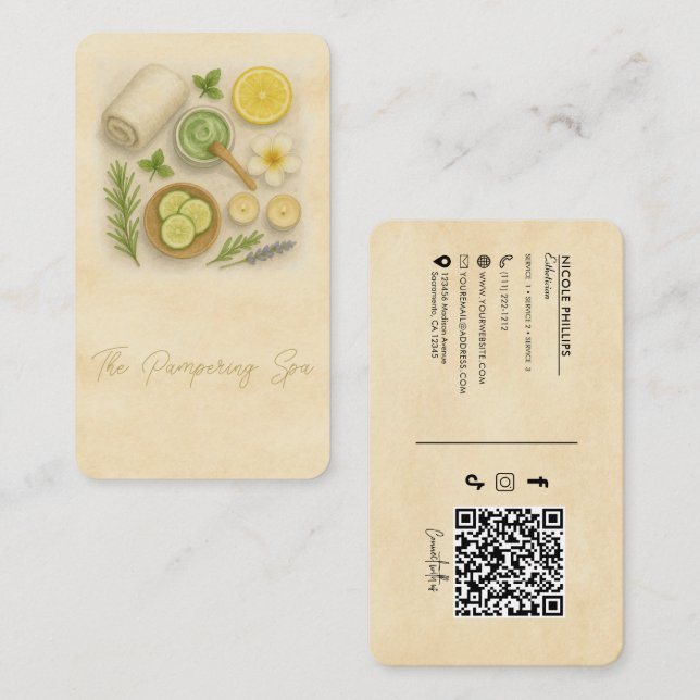 Classy Spa Beauty Technician Esthetician  Business Card (Front/Back)