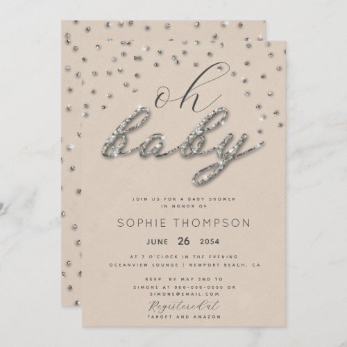 Classy Sparkle Glitter Gender Neutral Baby Shower Invitation