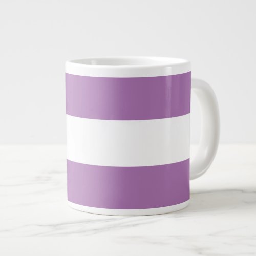 Classy Sporty Lavender Purple White Wide Stripes Giant Coffee Mug