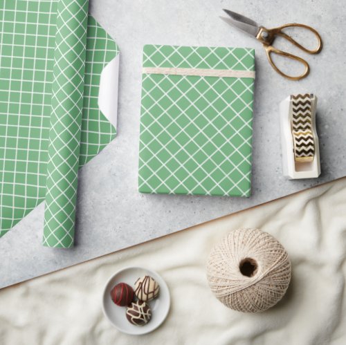 Classy Spring Mint Green White Check Pattern Wrapping Paper