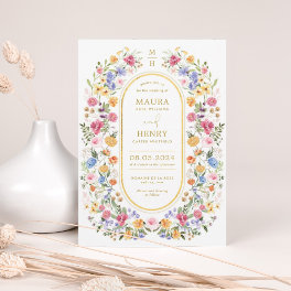 Classy Spring Wildflower Meadow Garden Wedding Invitation