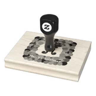 Classy Square Christmas Wreath Rubber Stamp