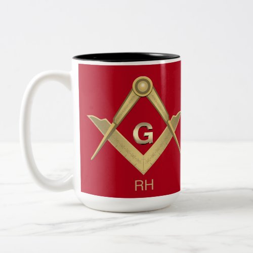 Classy Square  Compass Monogrammed Two_Tone Coffe Two_Tone Coffee Mug