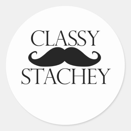 Classy Stache Mustache Classic Round Sticker