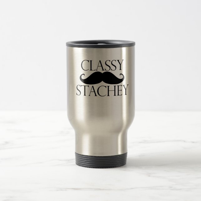 Classy Stache Mustache Travel Mug (Center)
