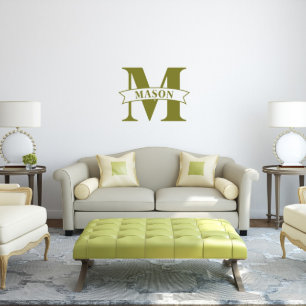 Classy Stamped Monogram & Banner Large Wall Decal