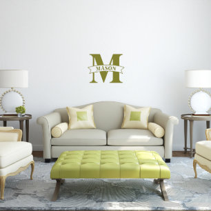 Classy Stamped Monogram & Banner Medium Wall Decal