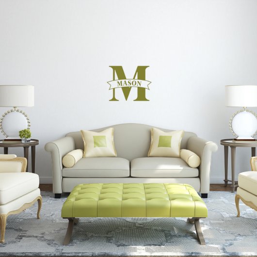 Classy Stamped Monogram & Banner Medium Wall Decal (Front)