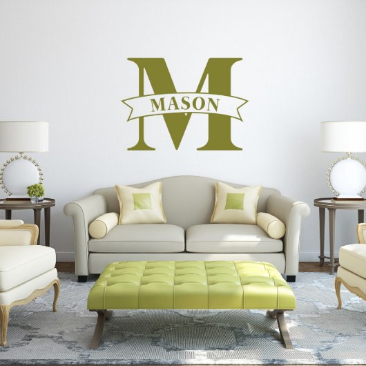 Classy Stamped Monogram & Banner XL Wall Decal (Front)