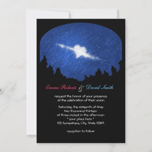 Classy Star Heart Starry Night Wedding Invitations