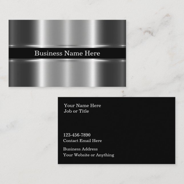 Classy Steel Metallic Style Business Cards (Front/Back)