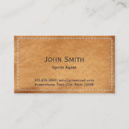 Classy Stitched Leather Sports Agent Business Card at Zazzle