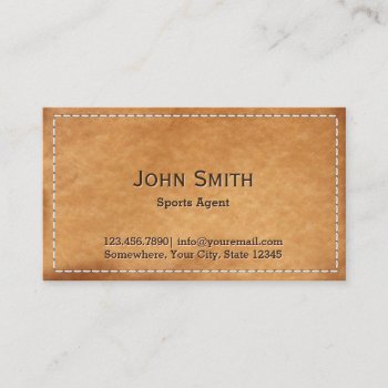 Classy Stitched Leather Sports Agent Business Card by cardfactory at Zazzle