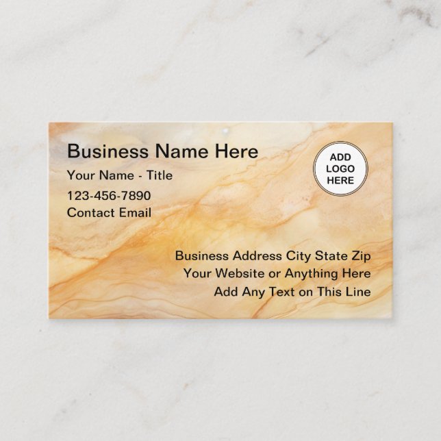 Classy Stone Look Logo Business Cards (Front)