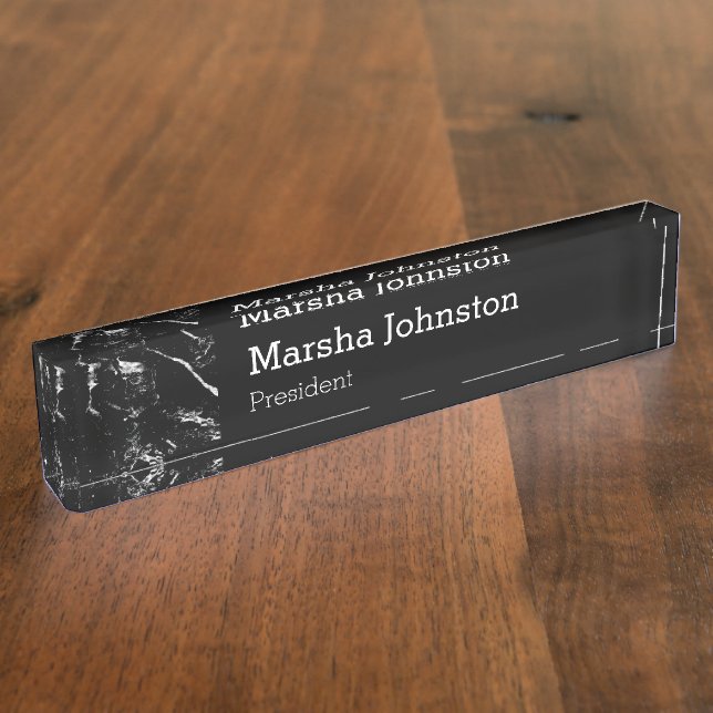 Classy Stone Marble Modern Desk Name Plate (Side)
