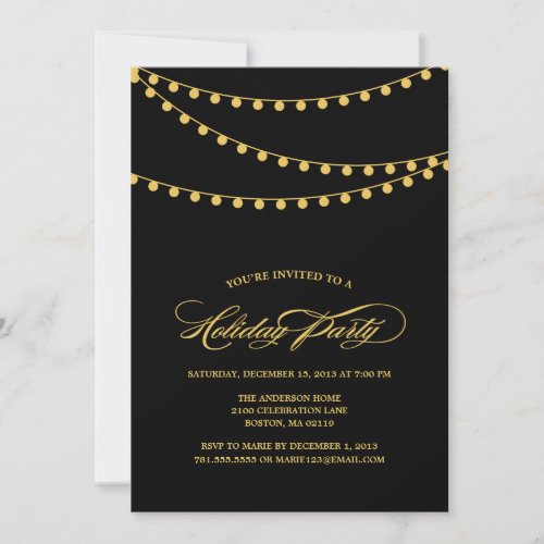 CLASSY STRING LIGHTS  HOLIDAY PARTY INVITATION