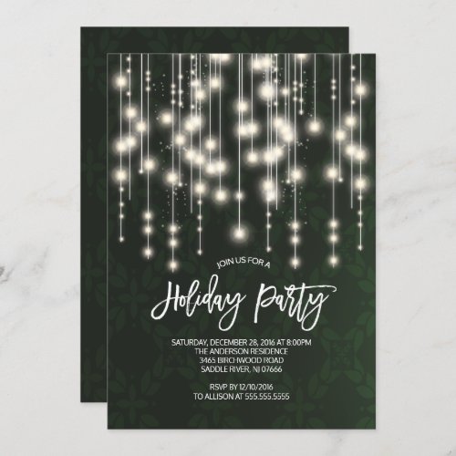 Classy Strings of Lights Christma Party Invitation