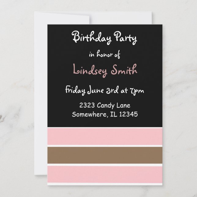 Classy Stripe Birthday Invitation (Front)