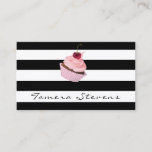 Classy Striped Cupcake Logo Business Card at Zazzle