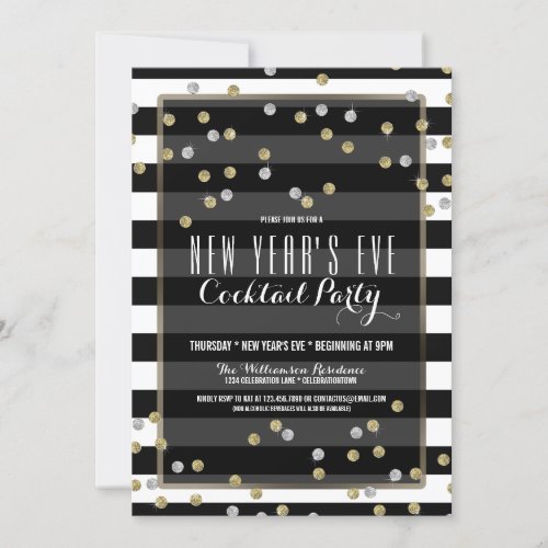 Classy Striped New Years Eve Party Invitation