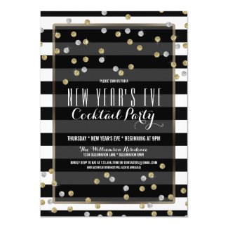 Classy Striped New Year's Eve Party Invitation