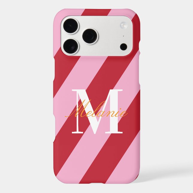 Classy Stripes Colorful Custom Monogram Initial Iphone Case (Back)