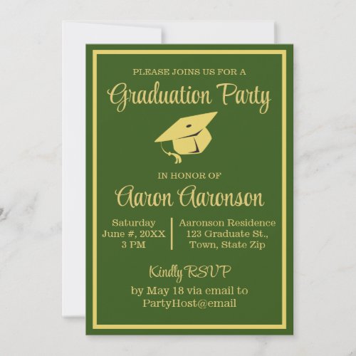 Classy Stylish Gold on Green Graduation Photo 