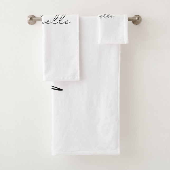 Classy Stylish Script Add Your Name Bath Towel Set (Insitu)