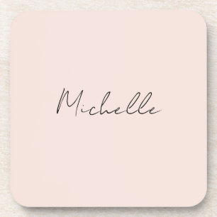 Classy Stylish Script Add Your Name Beverage Coaster