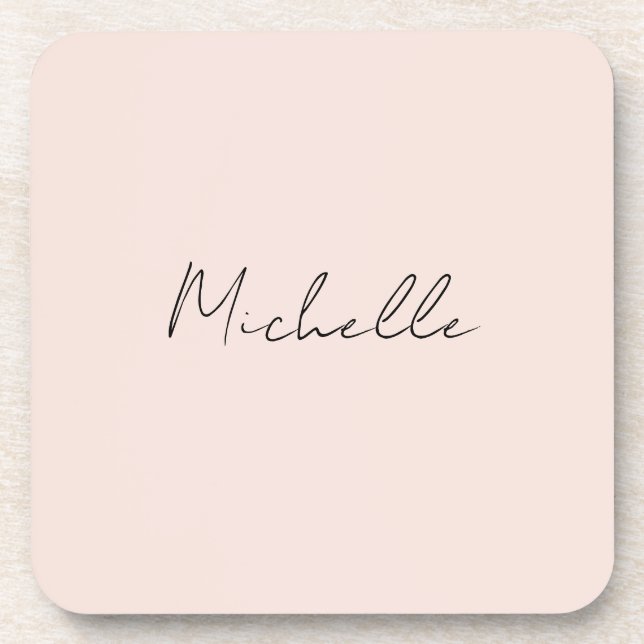 Classy Stylish Script Add Your Name Beverage Coaster (Front)