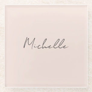 Classy Stylish Script Add Your Name Glass Coaster