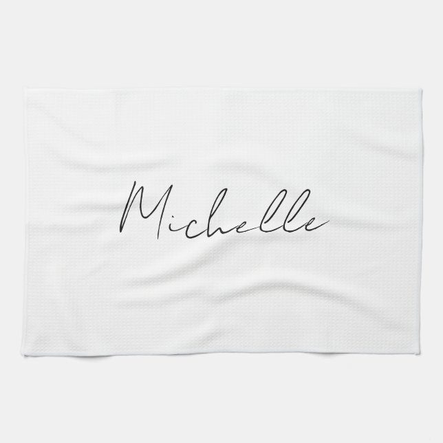 Classy Stylish Script Add Your Name Kitchen Towel (Horizontal)