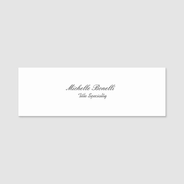 Classy Stylish Script Add Your Name Name Tag (Front)