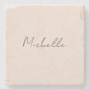 Classy Stylish Script Add Your Name Stone Coaster