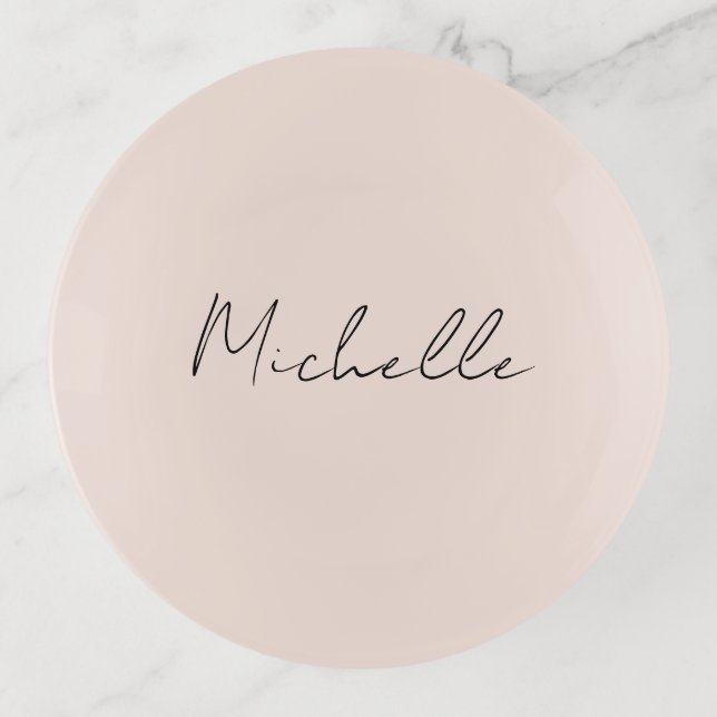 Classy Stylish Script Add Your Name Trinket Tray (Front)
